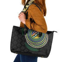 Torba Tribal Tattoo with Namele Leaves Leather Tote Bag LT03 Black - Polynesian Pride