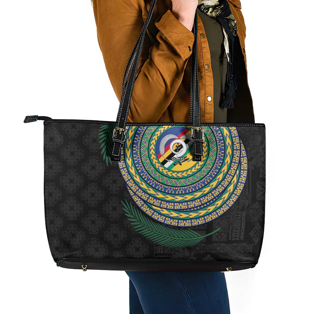 Torba Tribal Tattoo with Namele Leaves Leather Tote Bag LT03 - Polynesian Pride