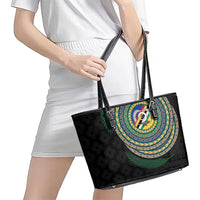 Torba Tribal Tattoo with Namele Leaves Leather Tote Bag LT03 - Polynesian Pride