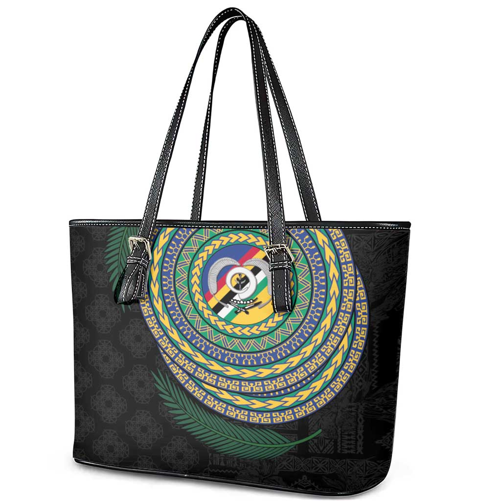 Torba Tribal Tattoo with Namele Leaves Leather Tote Bag LT03 - Polynesian Pride