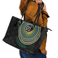 Torba Tribal Tattoo with Namele Leaves Leather Tote Bag LT03 - Polynesian Pride