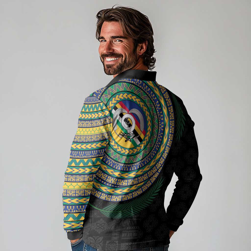 Torba Tribal Tattoo with Namele Leaves Long Sleeve Polo Shirt LT03 - Polynesian Pride