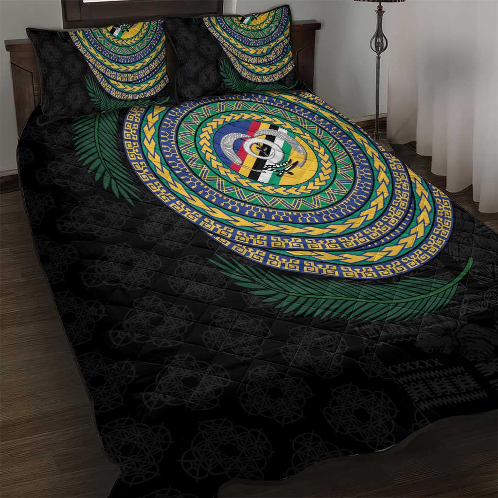 Torba Tribal Tattoo with Namele Leaves Quilt Bed Set LT03 Black - Polynesian Pride