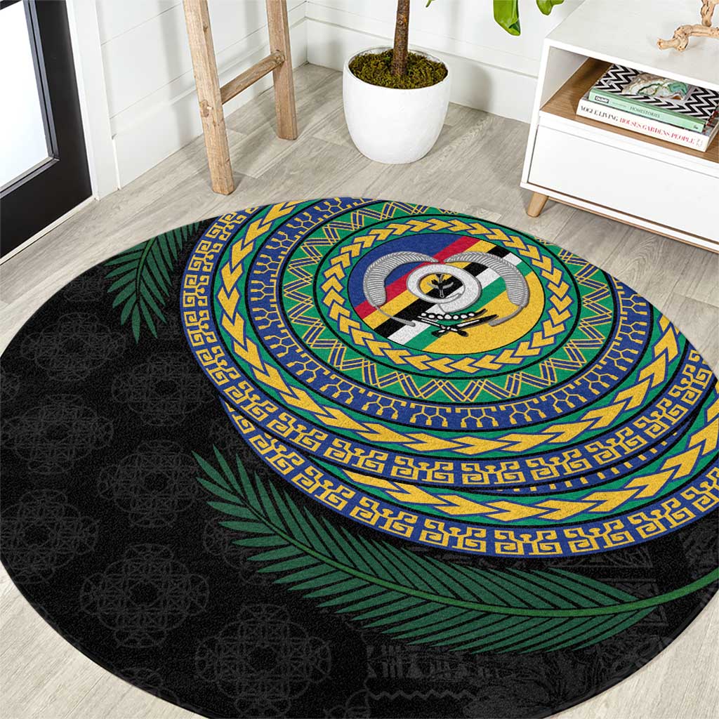 Torba Tribal Tattoo with Namele Leaves Round Carpet LT03 Black - Polynesian Pride