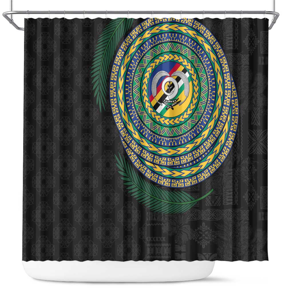 Torba Tribal Tattoo with Namele Leaves Shower Curtain LT03 Black - Polynesian Pride
