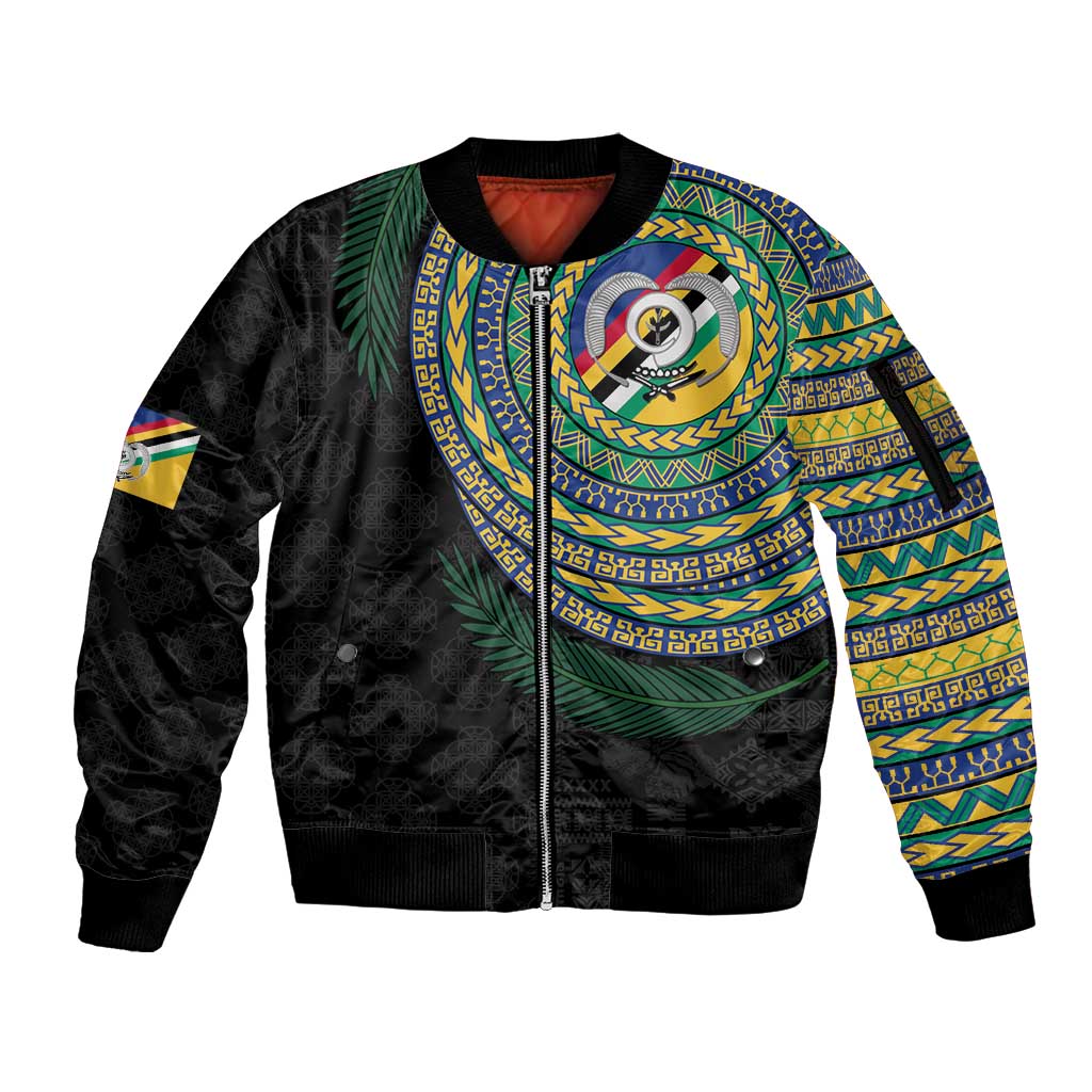 Torba Tribal Tattoo with Namele Leaves Sleeve Zip Bomber Jacket LT03 Unisex Black - Polynesian Pride