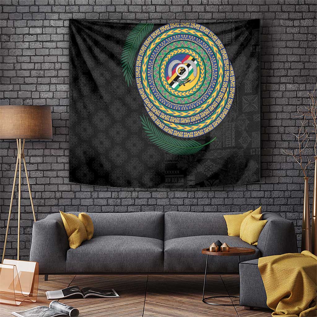 Torba Tribal Tattoo with Namele Leaves Tapestry LT03 Black - Polynesian Pride
