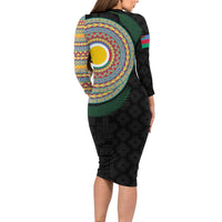 Shefa Tribal Tattoo with Namele Leaves Family Matching Long Sleeve Bodycon Dress and Hawaiian Shirt LT03 - Polynesian Pride