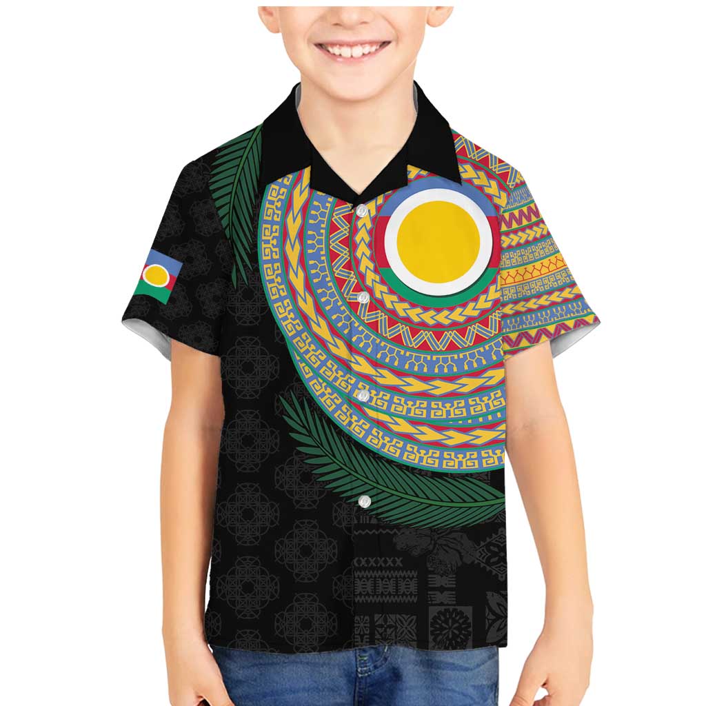 Shefa Tribal Tattoo with Namele Leaves Family Matching Mermaid Dress and Hawaiian Shirt LT03 Son's Shirt Black - Polynesian Pride