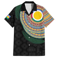 Shefa Tribal Tattoo with Namele Leaves Family Matching Off Shoulder Maxi Dress and Hawaiian Shirt LT03 Dad's Shirt - Short Sleeve Black - Polynesian Pride