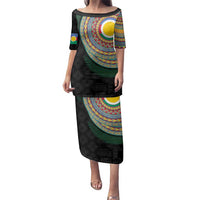 Shefa Tribal Tattoo with Namele Leaves Family Matching Puletasi and Hawaiian Shirt LT03 Mom's Dress Black - Polynesian Pride