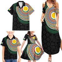 Shefa Tribal Tattoo with Namele Leaves Family Matching Summer Maxi Dress and Hawaiian Shirt LT03 - Polynesian Pride