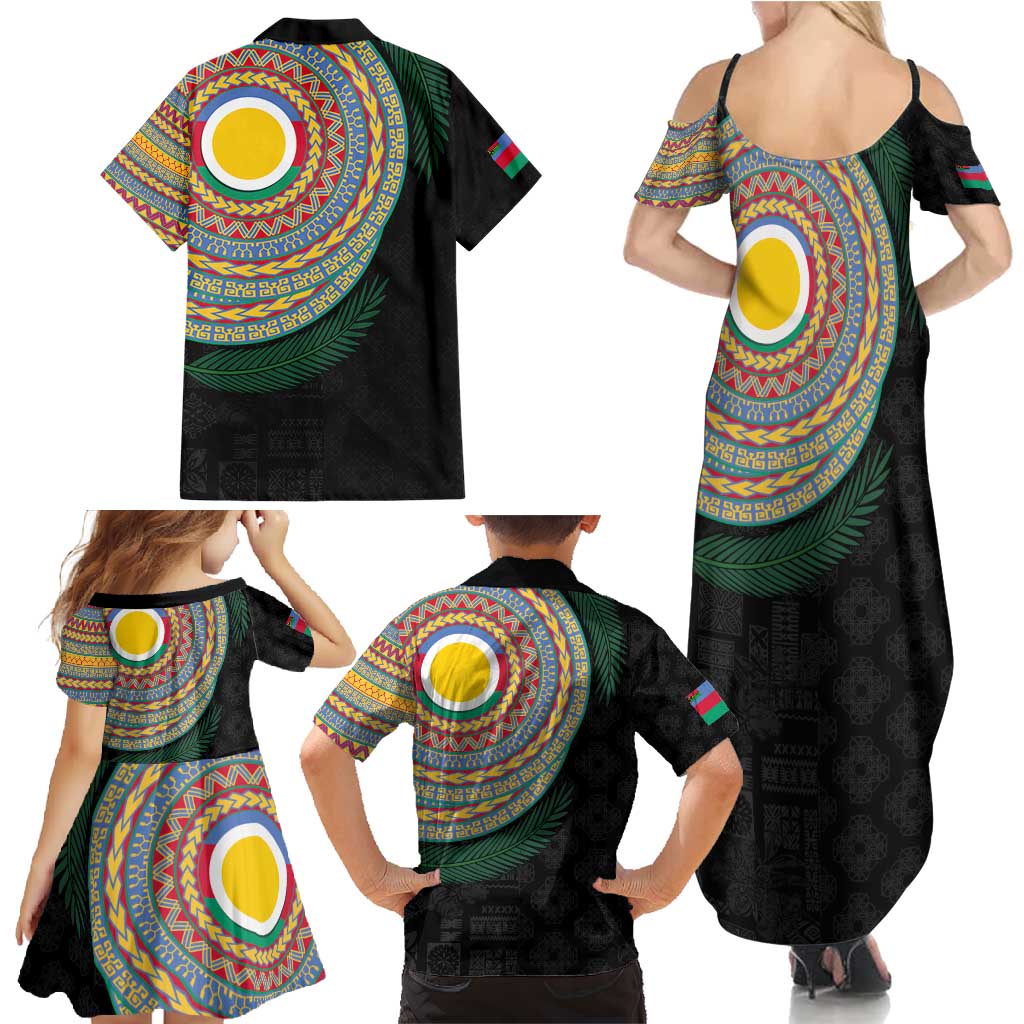 Shefa Tribal Tattoo with Namele Leaves Family Matching Summer Maxi Dress and Hawaiian Shirt LT03 - Polynesian Pride