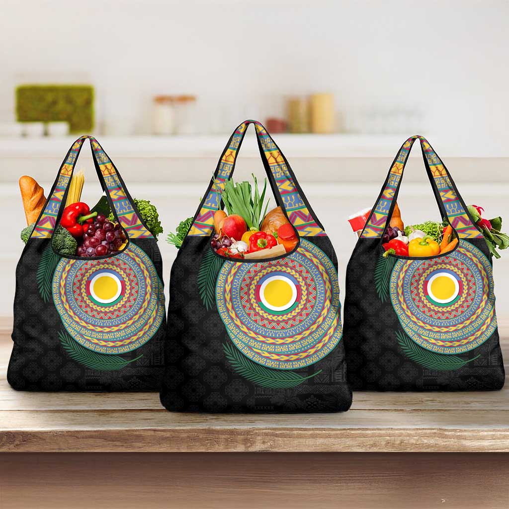 Shefa Tribal Tattoo with Namele Leaves Grocery Bag