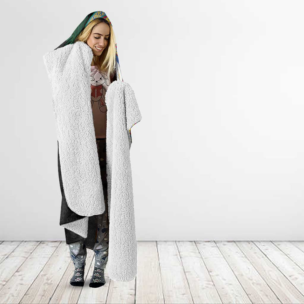 Shefa Tribal Tattoo with Namele Leaves Hooded Blanket