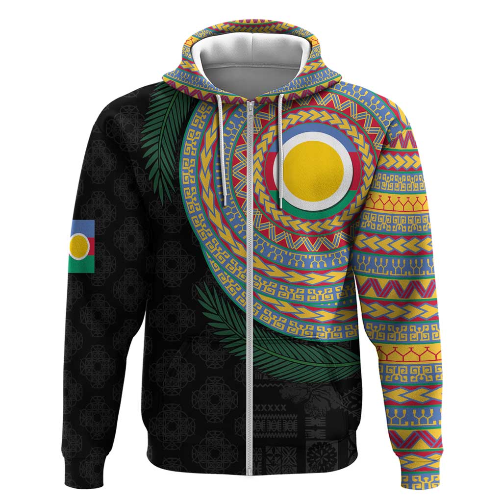 Shefa Tribal Tattoo with Namele Leaves Hoodie LT03 Zip Hoodie Black - Polynesian Pride
