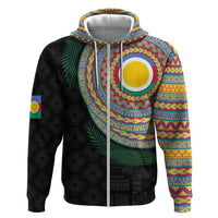 Shefa Tribal Tattoo with Namele Leaves Hoodie LT03 Zip Hoodie Black - Polynesian Pride