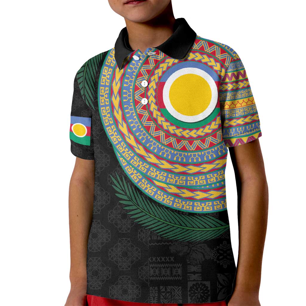 Shefa Tribal Tattoo with Namele Leaves Kid Polo Shirt LT03 Kid Black - Polynesian Pride