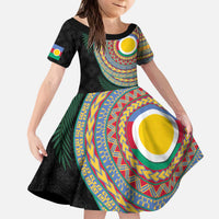 Shefa Tribal Tattoo with Namele Leaves Kid Short Sleeve Dress