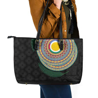 Shefa Tribal Tattoo with Namele Leaves Leather Tote Bag LT03 - Polynesian Pride