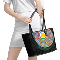 Shefa Tribal Tattoo with Namele Leaves Leather Tote Bag LT03 - Polynesian Pride