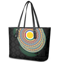 Shefa Tribal Tattoo with Namele Leaves Leather Tote Bag LT03 - Polynesian Pride