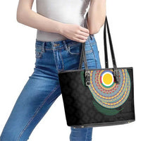 Shefa Tribal Tattoo with Namele Leaves Leather Tote Bag LT03 - Polynesian Pride