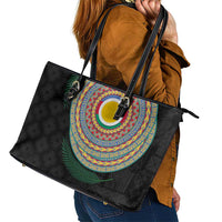 Shefa Tribal Tattoo with Namele Leaves Leather Tote Bag LT03 - Polynesian Pride