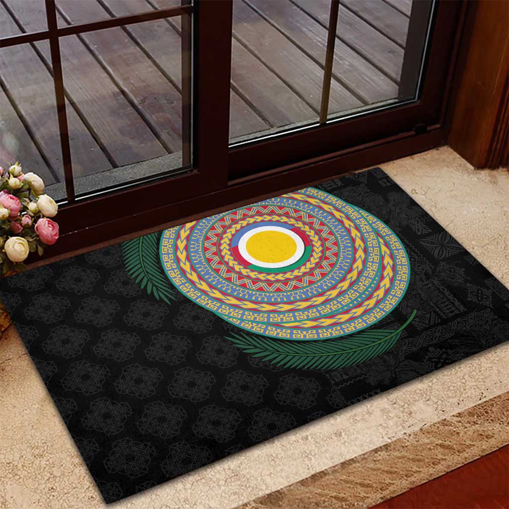 Shefa Tribal Tattoo with Namele Leaves Rubber Doormat