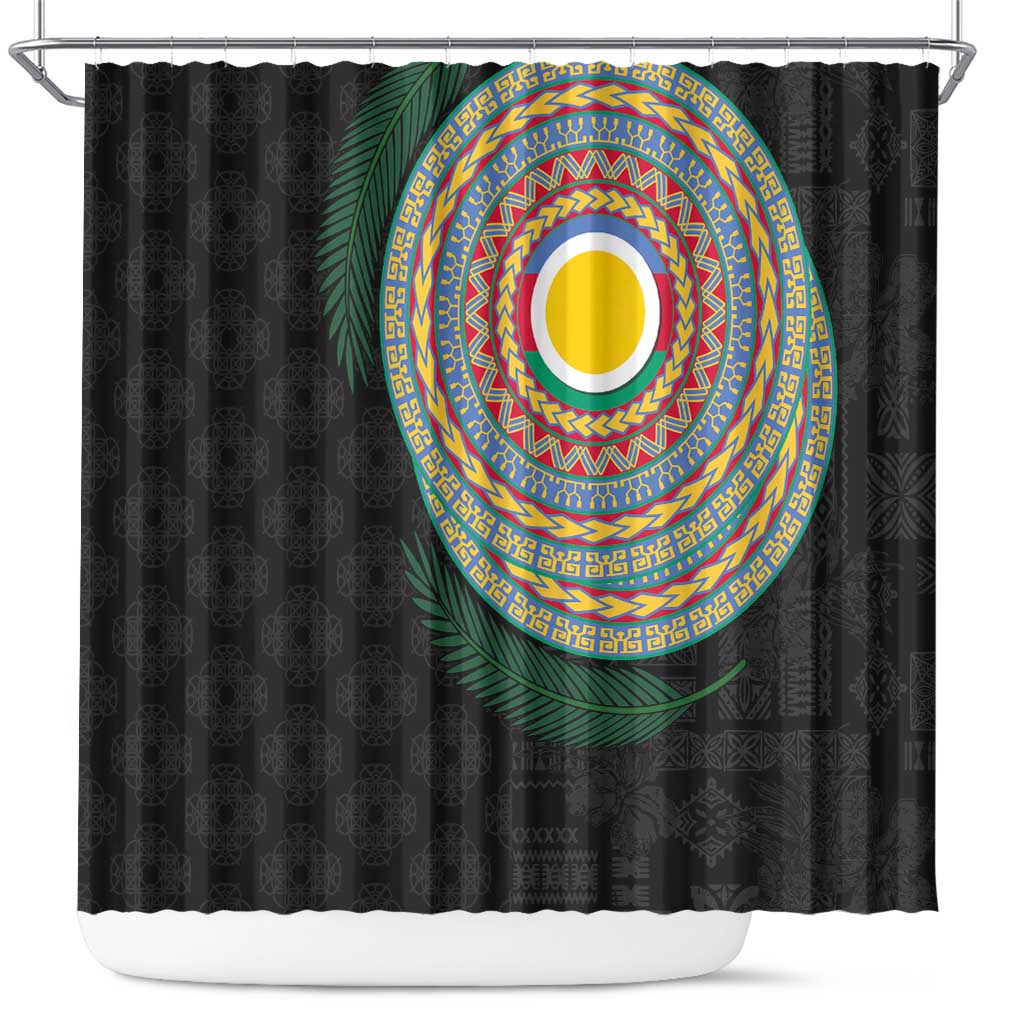 Shefa Tribal Tattoo with Namele Leaves Shower Curtain LT03 Black - Polynesian Pride