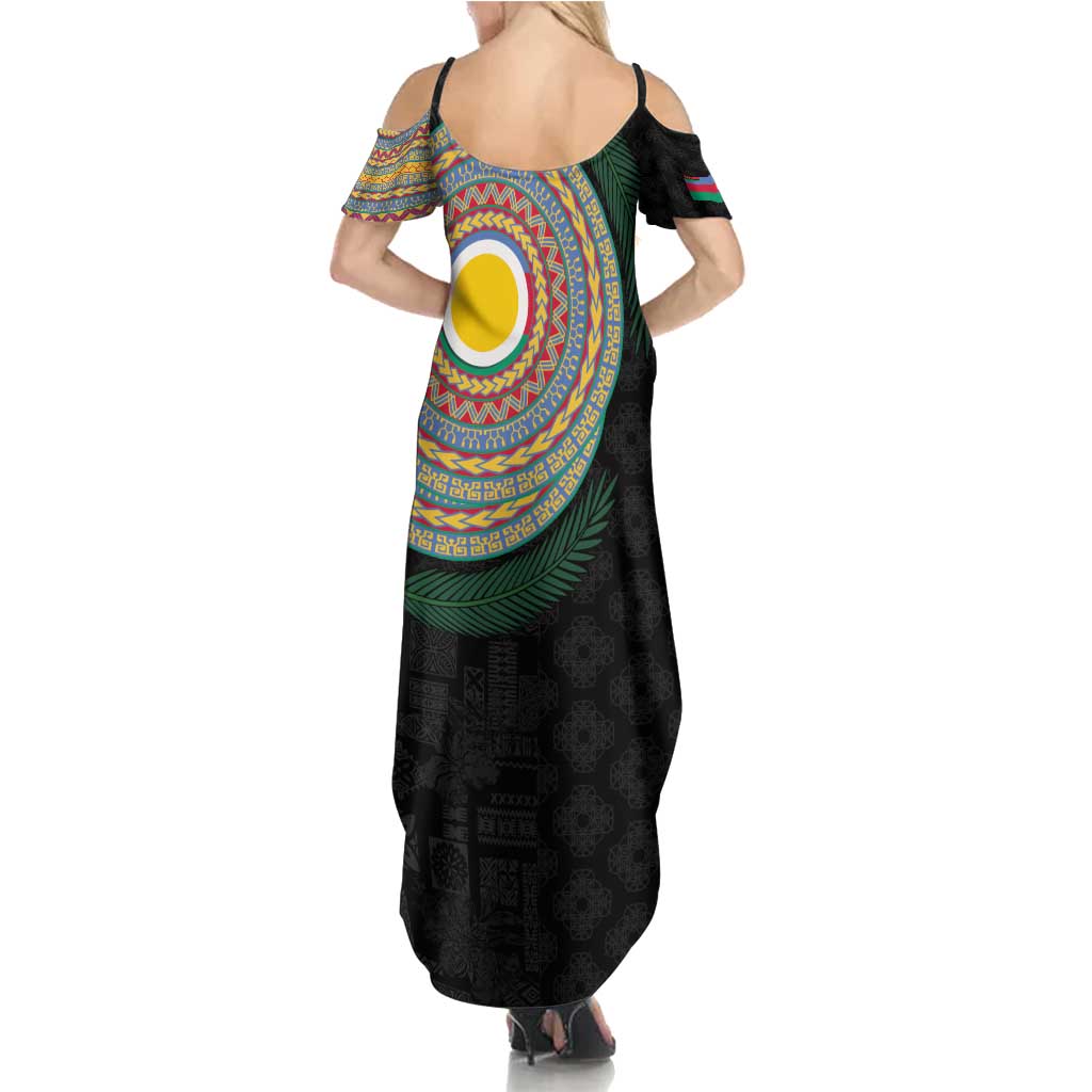 Shefa Tribal Tattoo with Namele Leaves Summer Maxi Dress LT03 - Polynesian Pride