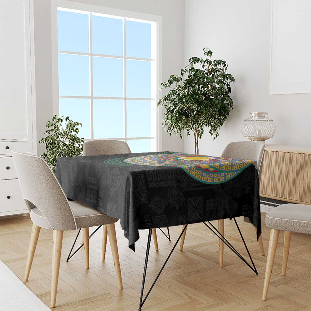 Shefa Tribal Tattoo with Namele Leaves Tablecloth