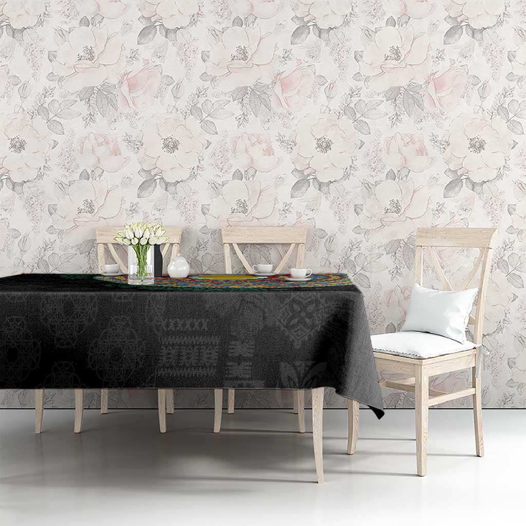 Shefa Tribal Tattoo with Namele Leaves Tablecloth