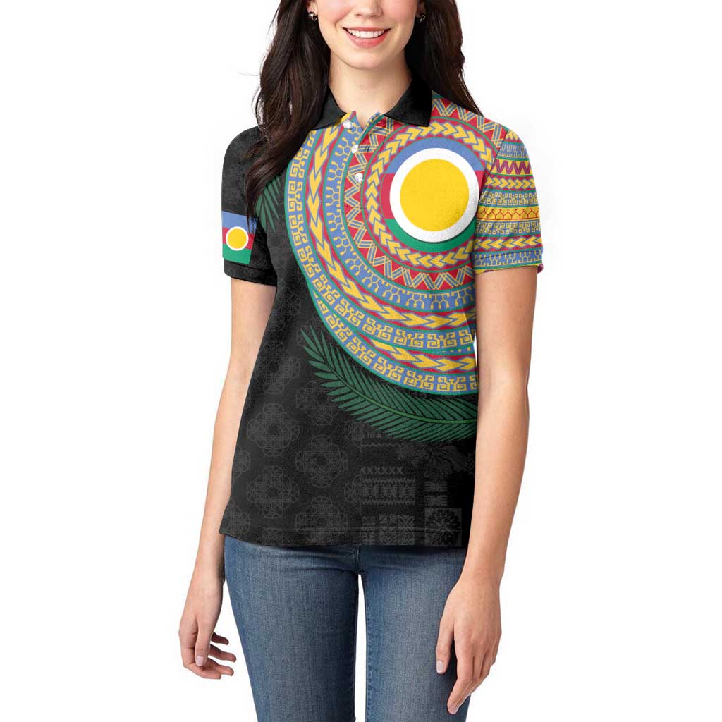 Shefa Tribal Tattoo with Namele Leaves Women Polo Shirt