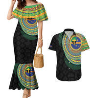 Tafea Tribal Tattoo with Namele Leaves Couples Matching Mermaid Dress and Hawaiian Shirt LT03 Black - Polynesian Pride