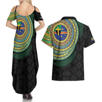 Tafea Tribal Tattoo with Namele Leaves Couples Matching Summer Maxi Dress and Hawaiian Shirt LT03 - Polynesian Pride