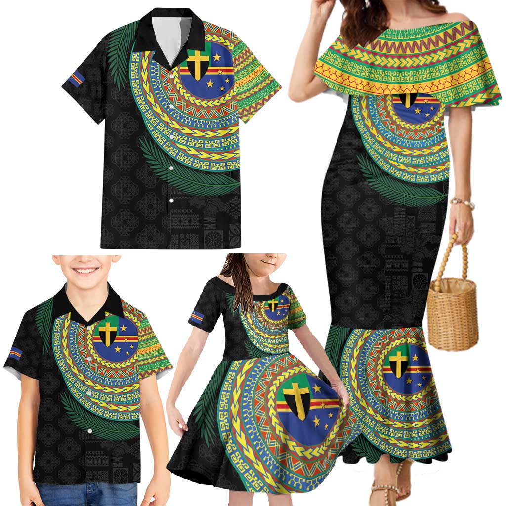 Tafea Tribal Tattoo with Namele Leaves Family Matching Mermaid Dress and Hawaiian Shirt LT03 - Polynesian Pride