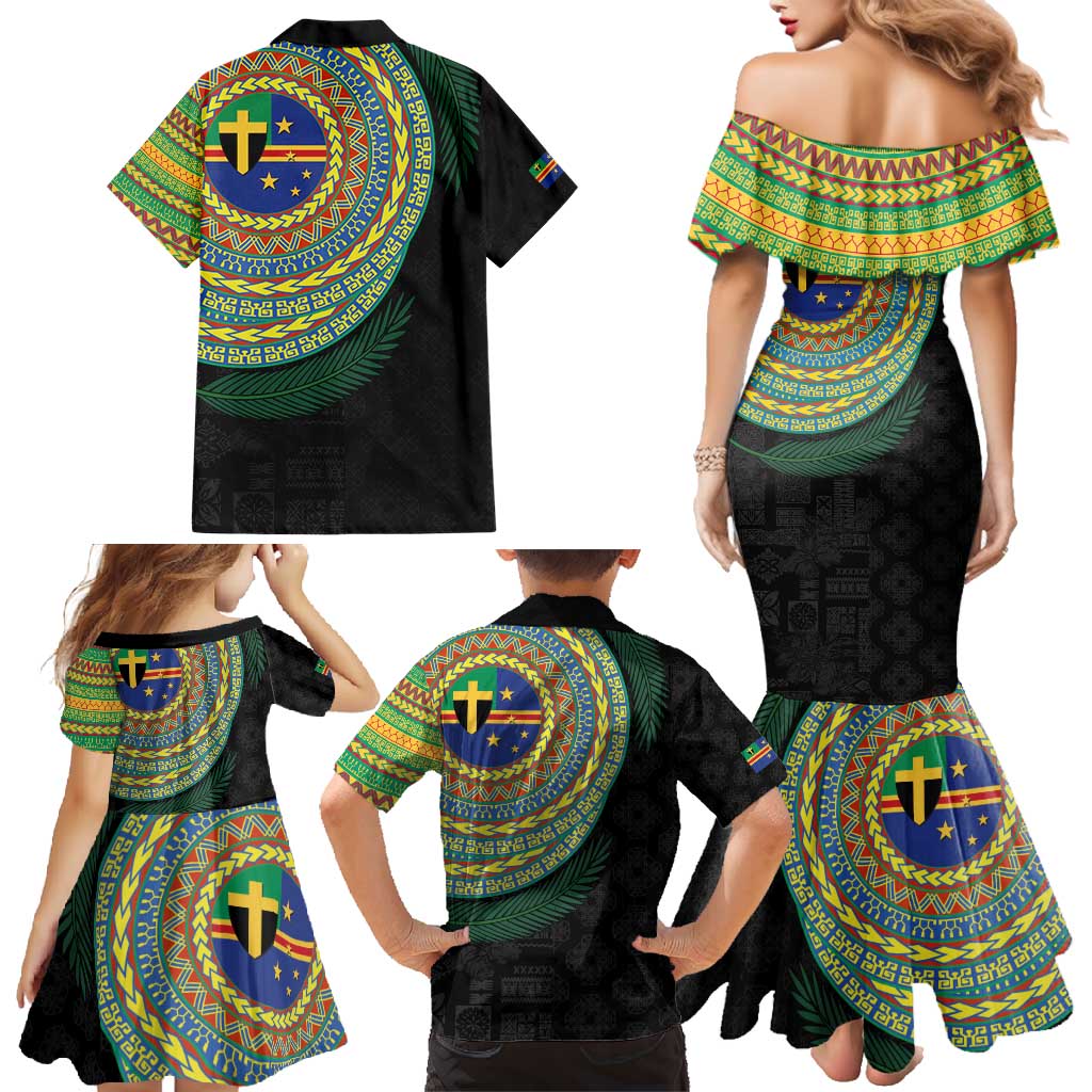 Tafea Tribal Tattoo with Namele Leaves Family Matching Mermaid Dress and Hawaiian Shirt LT03 - Polynesian Pride