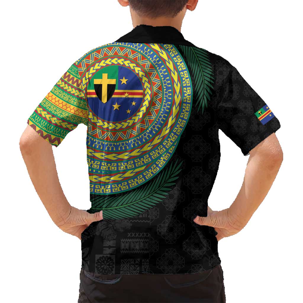Tafea Tribal Tattoo with Namele Leaves Family Matching Off Shoulder Maxi Dress and Hawaiian Shirt LT03 - Polynesian Pride