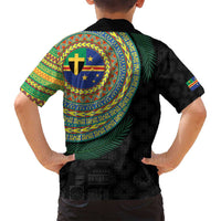 Tafea Tribal Tattoo with Namele Leaves Family Matching Off Shoulder Maxi Dress and Hawaiian Shirt LT03 - Polynesian Pride