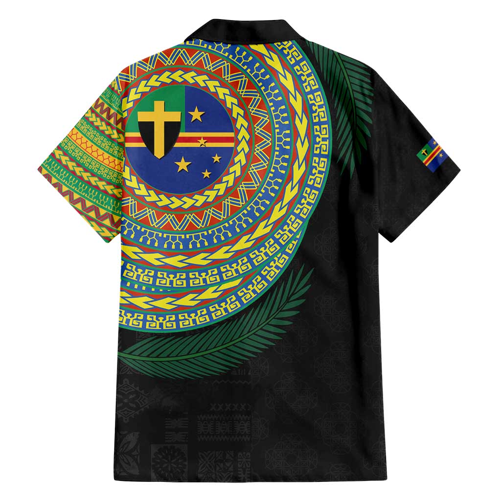Tafea Tribal Tattoo with Namele Leaves Family Matching Off Shoulder Maxi Dress and Hawaiian Shirt LT03 - Polynesian Pride