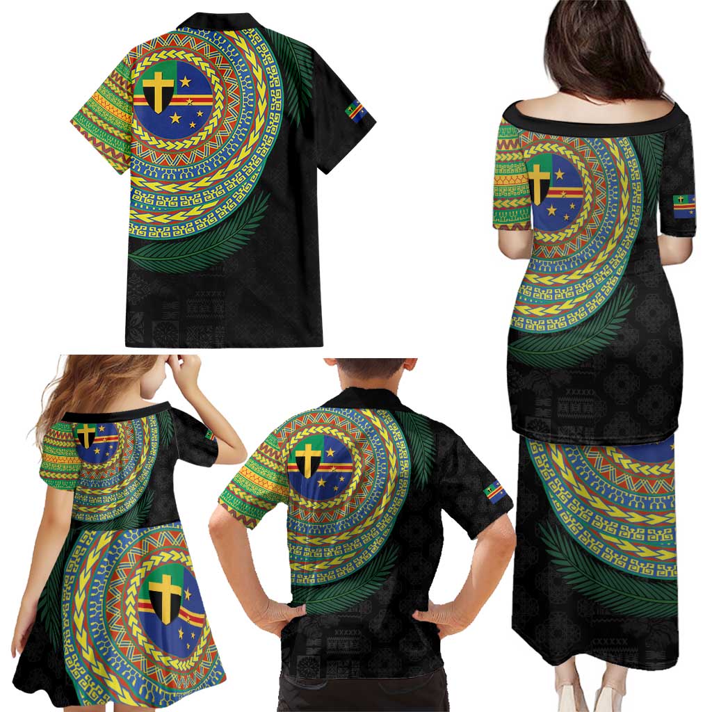 Tafea Tribal Tattoo with Namele Leaves Family Matching Puletasi and Hawaiian Shirt LT03 - Polynesian Pride
