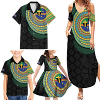 Tafea Tribal Tattoo with Namele Leaves Family Matching Summer Maxi Dress and Hawaiian Shirt LT03 - Polynesian Pride