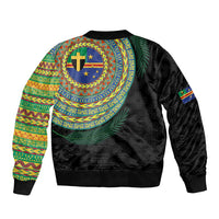 Tafea Tribal Tattoo with Namele Leaves Sleeve Zip Bomber Jacket