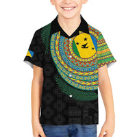 Malampa Tribal Tattoo with Namele Leaves Family Matching Long Sleeve Bodycon Dress and Hawaiian Shirt LT03 Son's Shirt Black - Polynesian Pride