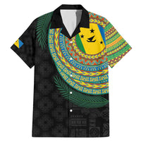 Malampa Tribal Tattoo with Namele Leaves Family Matching Mermaid Dress and Hawaiian Shirt LT03 Dad's Shirt - Short Sleeve Black - Polynesian Pride