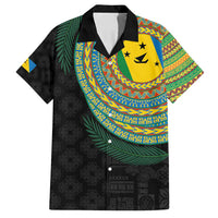 Malampa Tribal Tattoo with Namele Leaves Family Matching Off Shoulder Maxi Dress and Hawaiian Shirt LT03 Dad's Shirt - Short Sleeve Black - Polynesian Pride