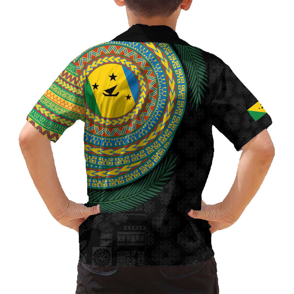 Malampa Tribal Tattoo with Namele Leaves Family Matching Off Shoulder Short Dress and Hawaiian Shirt LT03 - Polynesian Pride