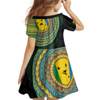 Malampa Tribal Tattoo with Namele Leaves Family Matching Short Sleeve Bodycon Dress and Hawaiian Shirt LT03 - Polynesian Pride