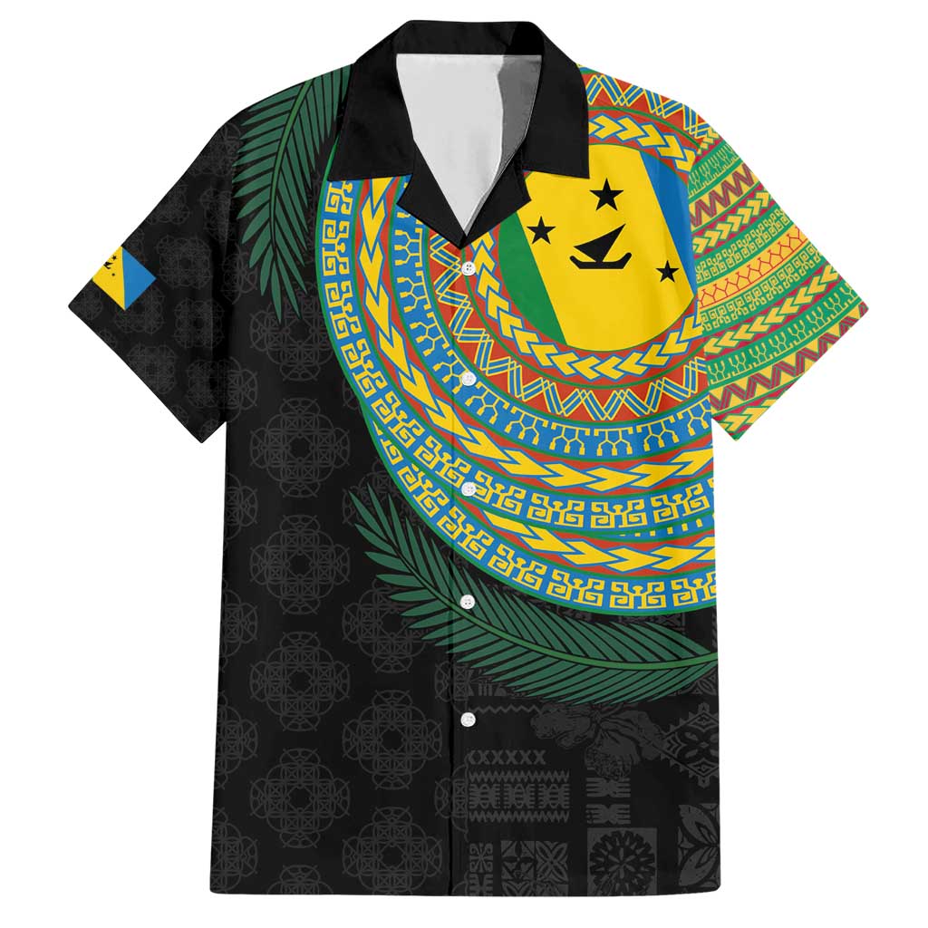 Malampa Tribal Tattoo with Namele Leaves Family Matching Short Sleeve Bodycon Dress and Hawaiian Shirt LT03 Dad's Shirt - Short Sleeve Black - Polynesian Pride